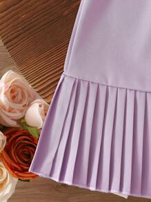 SHEIN Vintaside Kids Girls Cute Sleeveless Peter Pan Collar Princess Dress, Summer - Purple - View 5