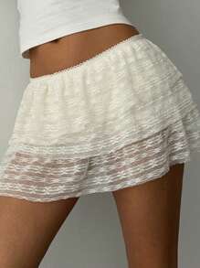 Aloruh 女士纯色简约时尚裙子，适合夏季女士优雅度假女士休闲西装性感复活节裙子狂欢节毕业裙海滩俱乐部女士 Y2k 可爱夏季 Gyaru 机场褶边太阳裙 - 米色 - 查看 6