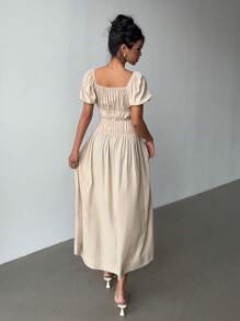 Siren Gaze Women's Solid Color Front Tie Waist Pleated Dress,Vacation Outfits Women,Summer Dresses For Women