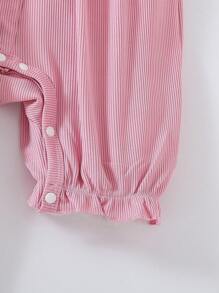 SHEIN 3 件套女婴休闲蝴蝶印花盖袖连体衣套装，带头带，可爱舒适 - 彩色 - 查看 5