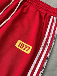 Manfinity Hypemode 男式条纹字母印花抽绳腰部宽松运动裤