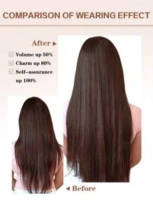 Extensiones de cabello con hilo transparente de color marrón oscuro #2, con 4 clips seguros de tamaño ajustable, extensión de cabello larga y recta de 12 a 22 pulgadas, extensiones tipo halo con clips invisibles - S2 - Ver 9