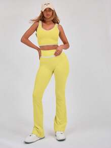 Musera Sport Binding Detail High Waist Sculpt Flare Sports Leggings Only ,Padel, Tennis, Pickleball