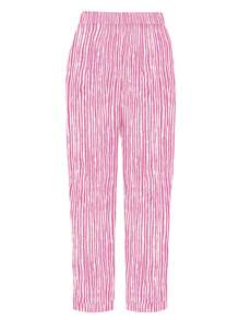 SHEIN LUNE Plus Size Drawstring Pocket Striped Design Straight Casual Pants Western Wear Fall Cloth For Women - Hot Pink - View 2