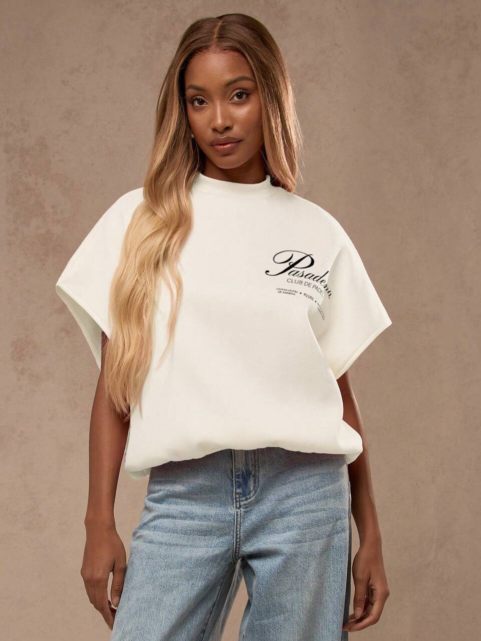 MISSGUIDED Oversized Sleeveless Crew Neck Sweatshirt With Brand Logo Casual Athleisure Streetwear Spring Summer Classic Comfort Top