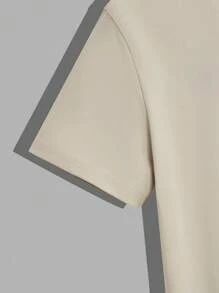 Manfinity Homme Gothic R Letter Print Casual Men 2 Pieces Set, Khaki T-Shirt And Black Shorts - Multicolor - View 5