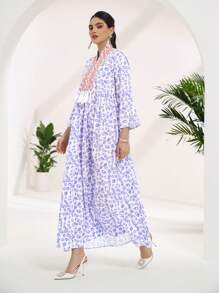 Al Najma 刺绣流苏女士土耳其长袍和阿拉伯传统长袍 - 紫色 - 查看 6