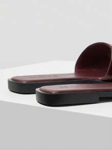 MOTF PREMIUM FLAT SANDALS, SQUARE TOE SLIP-ON SANDALS - Burgundy - View 6