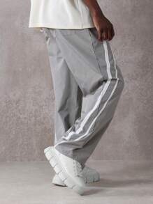 SUMWON Retro Athletic Track Pants Loose Fit Vertical Stripe Casual Sport Workout Training Gym Running Leisure Streetwear Spring Summer Fall