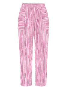 SHEIN LUNE Plus Size Drawstring Pocket Striped Design Straight Casual Pants Western Wear Fall Cloth For Women - Hot Pink - View 1
