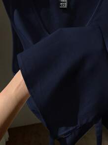 Comfortcana 女士海军蓝亚麻 V 领背心 - 藏蓝色 - 查看 6