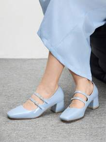 CUCCOO BIZCHIC Women's Minimalist Mary Jane Platform High Heels, Halloween For Christmas Spring Shoes - Blue - View 4