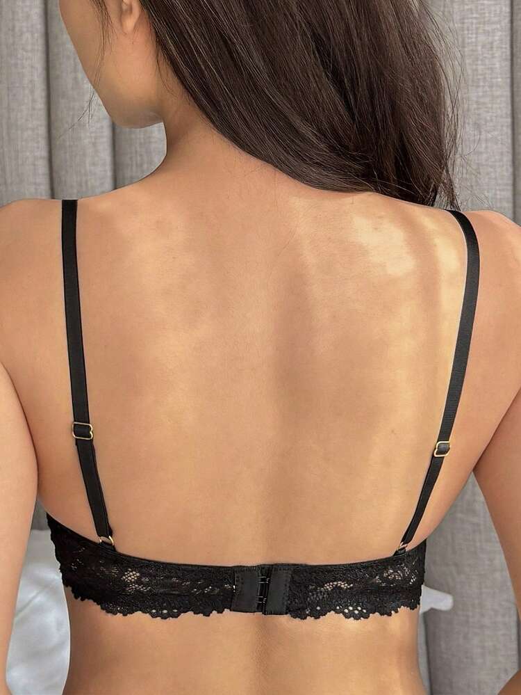 Lace Patchwork Heart Hollow Steel Circle Lightweight Shaping Bra For Women Lingerie For Women