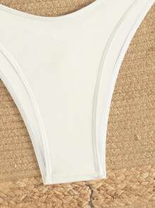 SHEIN Swim Women's Solid Color Bikini Bottom For Summer Beach Vacation