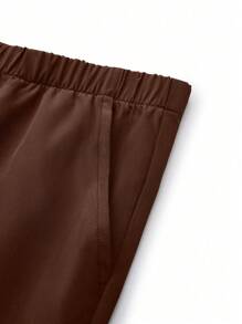SHEIN TaskFit Uniform Set Short Sleeve V-Neck Top And Pants Scrub Set - Brown - View 8