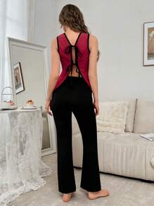 2 件套露背吊带设计上衣和裤子家居服