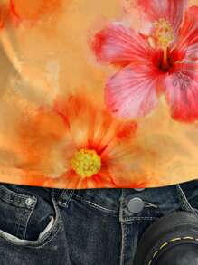 SHEIN Leap Crew Teen Girls Casual Floral Print Cami Tank Top, Vacation Style Summer Crop Tops - Multicolor - View 6