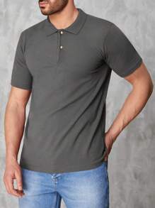RueChic Men Solid Polo Shirt - Dark Grey - View 3