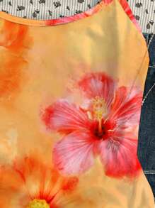 SHEIN Leap Crew Teen Girls Casual Floral Print Cami Tank Top, Vacation Style Summer Crop Tops - Multicolor - View 5