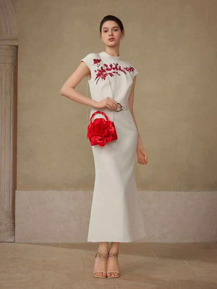 ELEGANT 3D FLOWER CLUTCH EVENING BAG