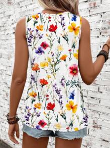 SHEIN LUNE Mother's Day Women's Spring Casual Ditsy Floral Plus Size Top, Suitable For Summer - Multicolor - View 3