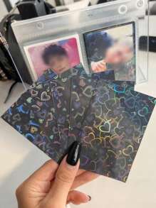 SHEIN 50pcs 61X91mm Heart Card Sleeves, Sports Card Protector Fit For Collectible Cards, Baseball Card, Sports Cards, Game Cards, Photocard-Perfect Shuffle Back To School