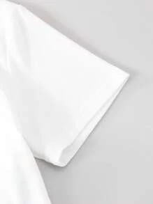 SHEIN ChillGRL 2 件女童休闲蝴蝶结 T 恤和牛仔裤套装，日常通勤装 - 深灰色 - 查看 4