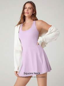 GLOWMODE Vestido activo con pantalones cortos incorporados, bolsillos laterales, agarre antideslizante y escote de tipo pico con tirantes cruzados en la espalda, diseño transpirable y de secado rápido "FeatherFit ™-Air" pensado para ganar, adecuado para tenis, golf, pickleball y uso diario