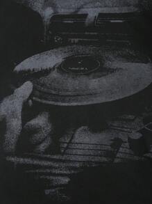 Chiquease Camiseta gráfica con estampado de personajes y letras para mujer