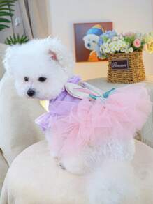 PETSIN 1pc Dog Skirt Princess Style Dress, Suitable For Shih Tzu, Pomeranian, Teddy And Other Small Cats And Dogs - Purple - View 6
