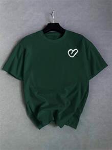 Manfinity Hypemode Men's Casual Slogan Embroidered Short Sleeve T-Shirt, Spring/Summer - Dark Green - View 5