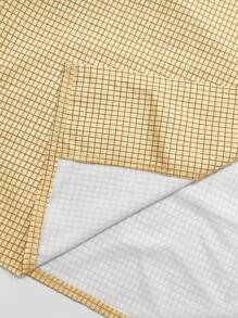 Manfinity Dauomo 男士夏季休闲格子短袖衬衫 - 黃色 - 查看 4