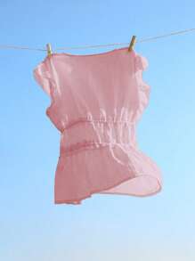 SHEIN Unity Áo sơ mi tay ngắn buộc eo màu trơn đơn giản cho nữ, mùa hè - Hồng - Xem 2