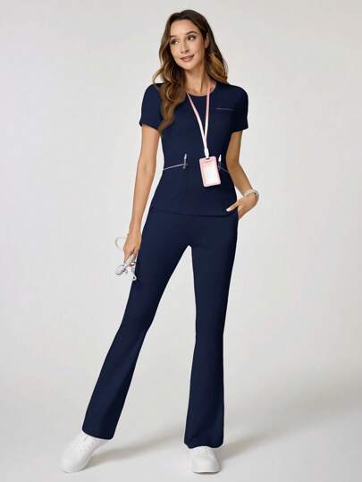 TaskEZ Scrub Uniform Set: Short Sleeve Round Neck Top And Trousers