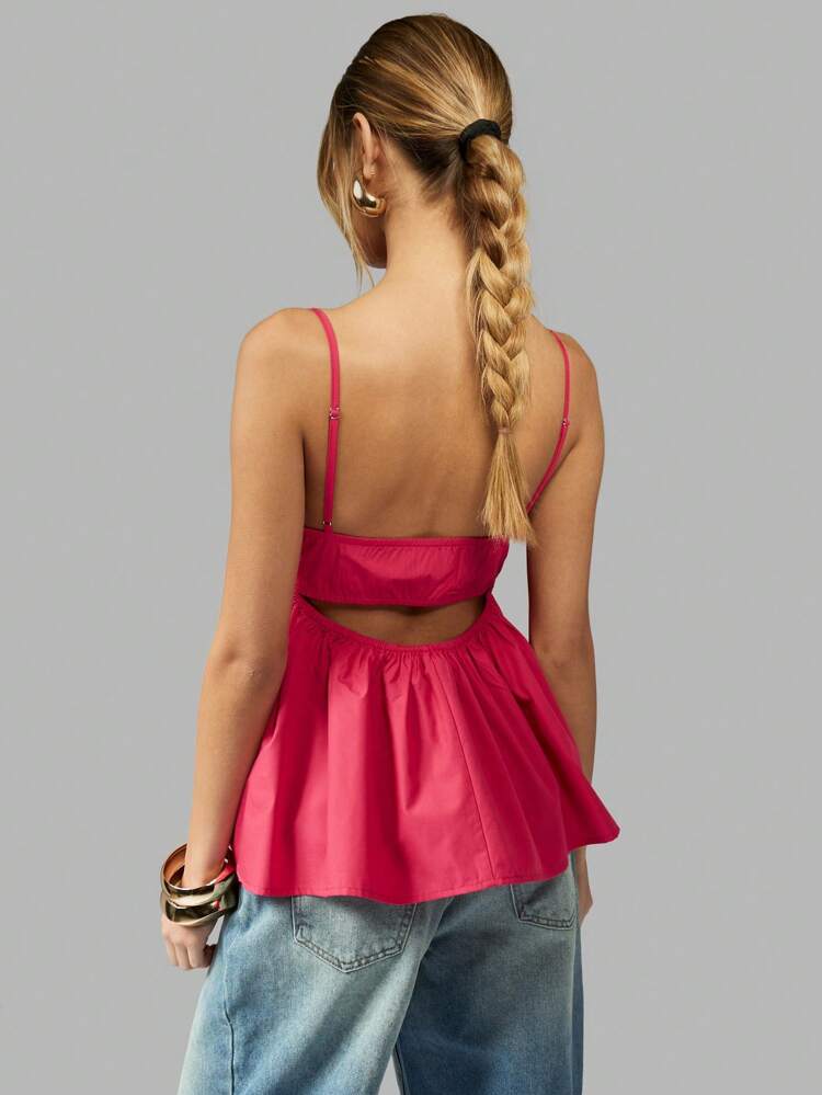 MISSGUIDED Peplum Camisole Top With Sweetheart Neckline And Spaghetti Straps
