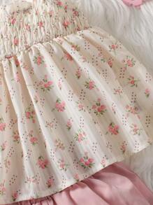 2 Stücke Set für Kleine Mädchen, elegant, im koreanischen Stil, mit Blumenmuster, Leibchen und Shorts