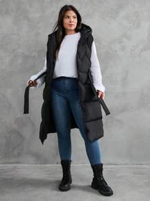 RueChic Vest For Women Sleeveless Plus Size Hooded Outerwear Coats Warm Zip Up Pockets Coats Winter Padded