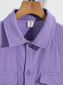 Ensemble 3 pièces pour préadolescents: polo violet et blanc, shorts à taille élastique, et débardeur imprimé de lettres sans manches. Convient pour les vacances d'été, les tenues décontractées et de sport