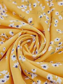 SHEIN LUNE Vestido casual versátil con estampado floral diminuto talla grande, atuendo para concierto country, atuendo de graduación, atuendos de verano para mujeres, atuendos para brunch, atuendos de verano para mujeres, atuendos para brunch para mujeres, atuendos para el Día de la Madre, atuendos para la iglesia para mujeres, vestido amarillo mantequilla - Amarillo - Ver 9