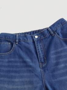 SHEIN MOD Jeans neri oversize con vestibilità ampia e gamba larga - Blu lavato scuro - Visualizzare 3