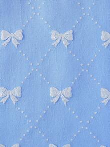 Vestido azul soñador adorable con decoración de mariposa texturizada para niña bebé - Azul - Ver 7