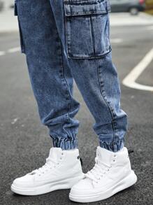 Manfinity Hypemode Pantalones vaqueros casuales y sencillos para hombres, apropiados para el verano