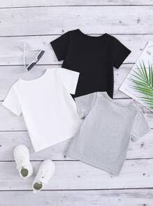 3pcs/Set Baby Girls Slogan Graphic Print Casual Crew Neck Short Sleeve Top, Summer Design
