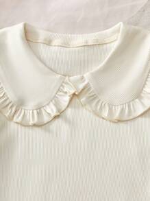 Genkimix Kids Young Girl Casual Versatile Peter Pan Collar Short Sleeve T-Shirt, Summer