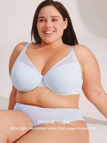 LUVLETTE Plus Dream Curve Air 全覆盖透气透明网眼垫杯蓝色基本款清爽舒适迷你文胸 - 薄荷藍 - 查看 3