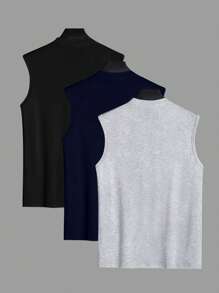 Manfinity Homme Men's Casual Versatile Letter Print Crew Neck Tank Top - Multicolor - View 3