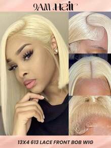 613 Blonde Straight 13 X 4 Lace Front Wig With Baby Hair Pre Plucked Bleached Knots Human Hair Wig Short Straight Blonde Wig For Women Blonde Color - S613 - View 1