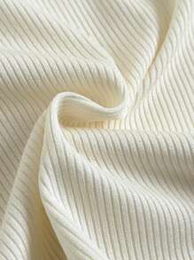 Souflis Souflis Baby Girl 0-3Y Casual Versatile Minimalist Sweet White Solid Color Elastic Ribbed Knit Long Sleeve Round Neck Ruffled Hem Tee Shirt, Can Be Worn As Inner Or Outer Layer, All Season - Apricot - View 6