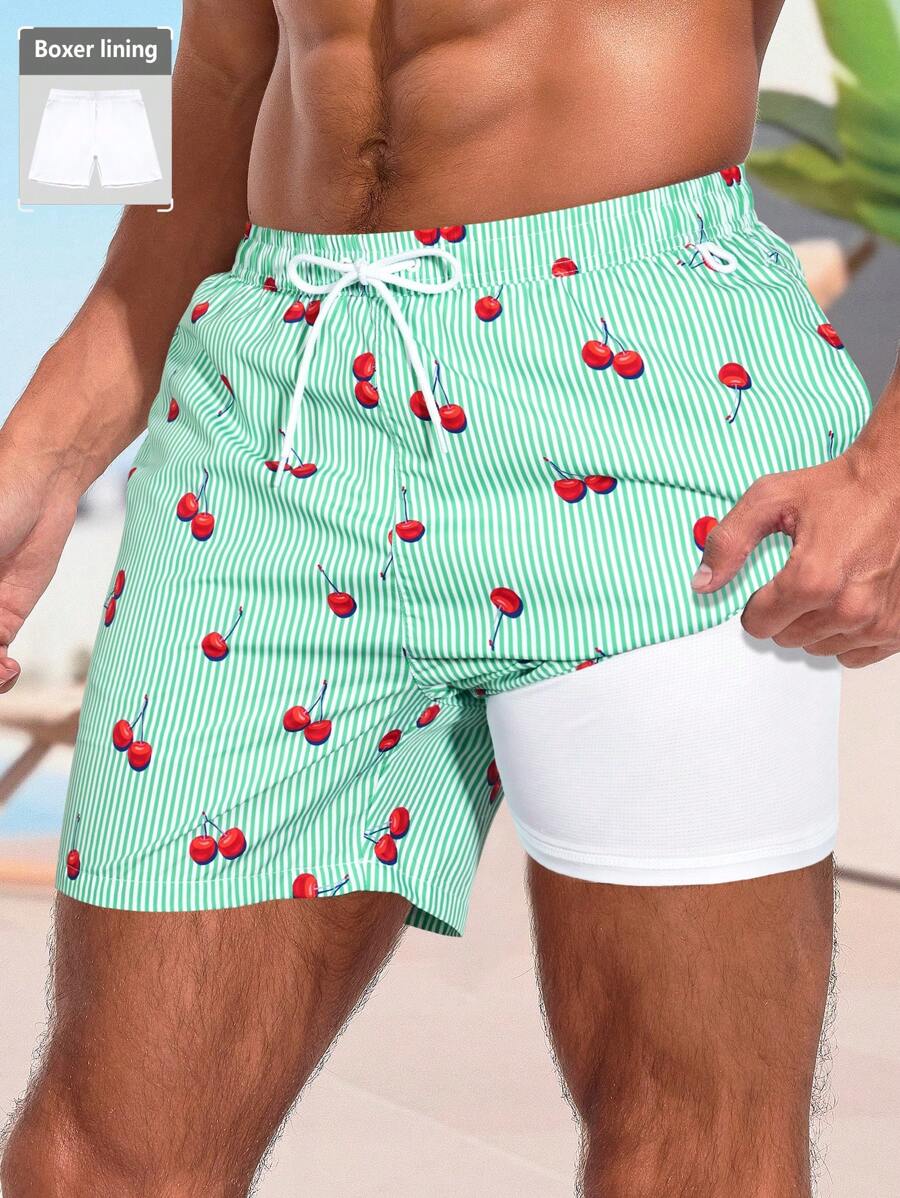 Manfinity Men's Simple Stylish Beach Shorts, Suitable For Summer