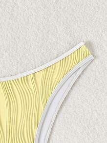 Swim Vcay Letnia impreza na plaży Vintage jasnożółta specjalna tkanina patchworkowa ściągaczowa damska dolna część stroju kąpielowego - Żółty - Zobacz 3